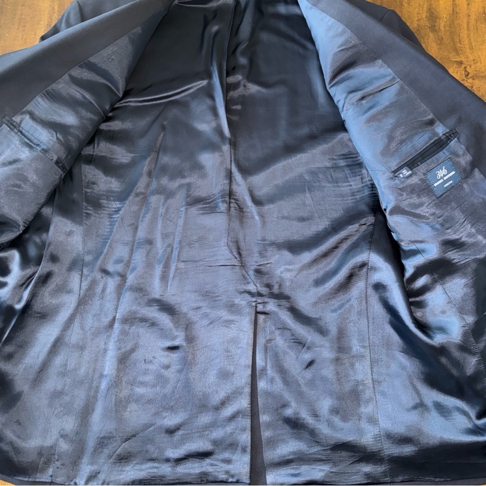 Brooks Brothers 346 Stretch Wool Blazer Jacket Men 46R Modern Business Navy Blue - Picture 11 of 13